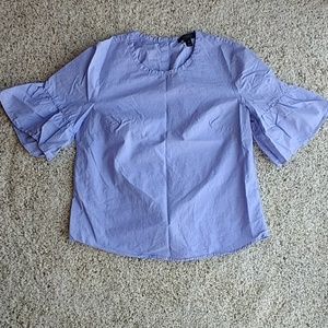 J. Crew ruffle sleeve top with button back 4P